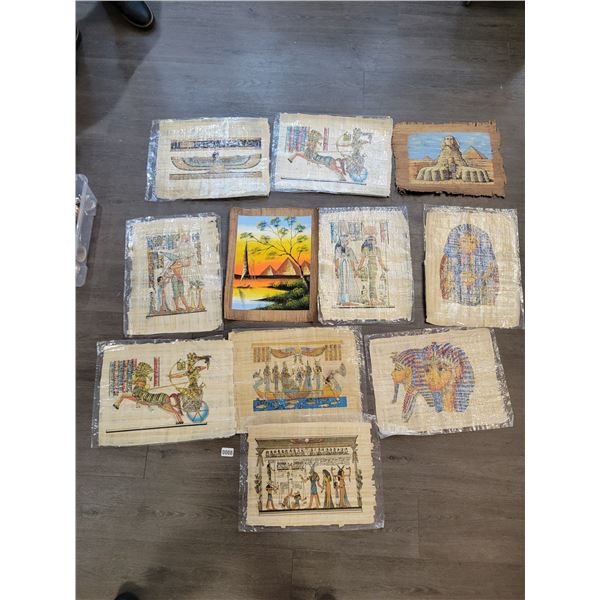 Egyptian Papyrus Paintings x11 (Art - Unframed) Average 17"w x 25"h