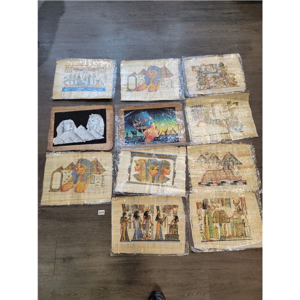 Egyptian Papyrus Paintings x11 (Art - Unframed) Average 17"w x 25"h