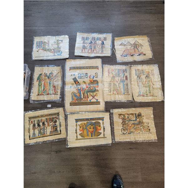 Egyptian Papyrus Paintings x10 (Art - Unframed) Average 17"w x 25"h