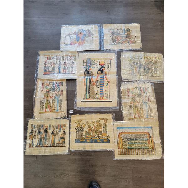 Egyptian Papyrus Paintings x10 (Art - Unframed) Average 17"w x 25"h
