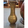 Image 2 : Vintage Floral Etched Brass Vase (Made in India) 14"h & Tall Metal Vase With Handles 30"h