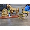 Image 1 : Vintage Western Cowboy Horse Clock 315 United Mantel Shelf Electric (USA) - Brass Ornaments