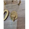 Image 3 : Brass Unicorn 14"h - Brass Cat/Umbrella 5"h - Large Brass Skeleton Key 10"l - Brass Lion Doorstop