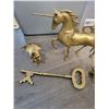 Image 5 : Brass Unicorn 14"h - Brass Cat/Umbrella 5"h - Large Brass Skeleton Key 10"l - Brass Lion Doorstop