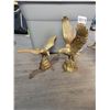 Image 1 : Vintage Large & Medium Brass Eagle Perched Sculptures 15 1/2"h x 9"w x 10"d (Largest)