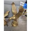 Image 2 : Vintage Large & Medium Brass Eagle Perched Sculptures 15 1/2"h x 9"w x 10"d (Largest)