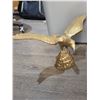 Image 3 : Vintage Large & Medium Brass Eagle Perched Sculptures 15 1/2"h x 9"w x 10"d (Largest)