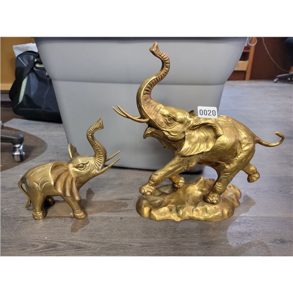 Vintage Large & Medium Korean Brass Elephant Sculptures 24 1/2" x 20 1/2" x 15" (Largest)