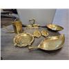Image 1 : Assorted Vintage Brass Collectibles - Leaf Dish - Ashtrays - Swan Key Hooks - Watering Can