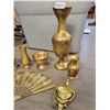 Image 3 : Assorted Vintage Brass Collectibles - Vases - Cups - Phoenix Fan - Door Knocker
