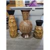 Image 1 : Uniquely Carved Large & Small Wooden Vases 20"h & 12"h  - Ceramic Bulbous body Vase 20"h