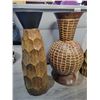 Image 3 : Uniquely Carved Large & Small Wooden Vases 20"h & 12"h  - Ceramic Bulbous body Vase 20"h