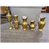 Image 1 : Assorted Brass Collectibles - Vases - Pitcher - Highest is 13 1/5"