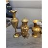 Image 3 : Assorted Brass Collectibles - Vases - Pitcher - Highest is 13 1/5"