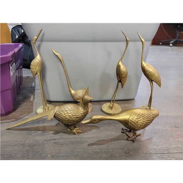Vintage Korean Brass Bird Collection (Largest 18"h)