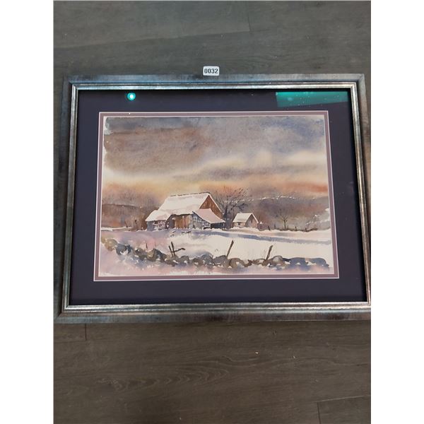 Framed Farmhouse Print (Artist Unknown) 22 1/2"h x 28 1/2"w