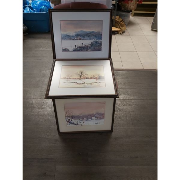 Framed Winter Scene Prints (Artists Unknown) Farm Scenes 22.5"w x 18"h - Other 21"w x 18.5"h