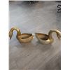 Image 4 : Vintage Brass Swan Planters (Made in Korea) x2 16"w x 7"d x 15"h