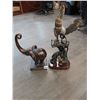 Image 1 : Elephant Resin Statue 9"w x 7"d x 13"h - Rooster Jinjichangfu Statue 21"h x 9"w x 6"d