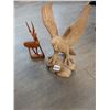 Image 1 : Vintage Hand Carved Wooden Statues - Eagle 9"w x 6"d x 13"h Antelope 10"h x 4.5"w x 2"d