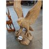 Image 2 : Vintage Hand Carved Wooden Statues - Eagle 9"w x 6"d x 13"h Antelope 10"h x 4.5"w x 2"d