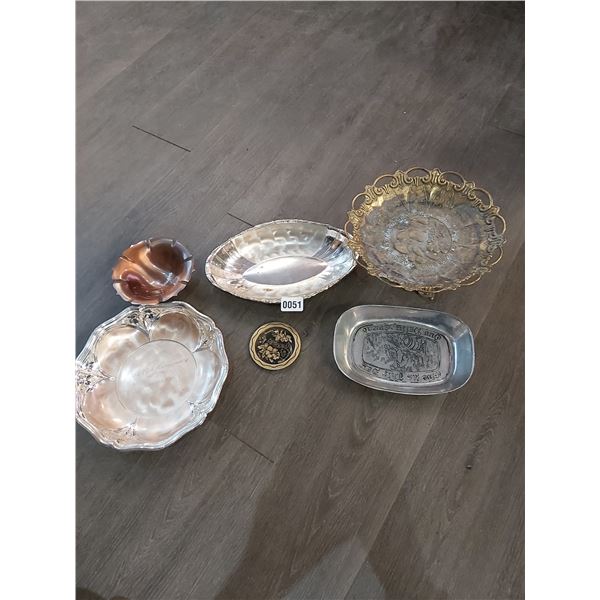 Assorted Bowls/Plates Including 25th Anniversary Silver Plated Bowl - Coaster from Hawaii