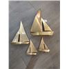 Image 3 : Vintage Taiwanese Brass Sailboats x4 Largest 15"h - Medium 11 1/2"h - Smallest both are 6"h