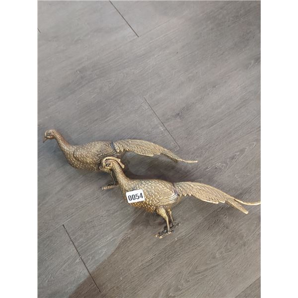 Vintage Brass Pheasant Figurines (Male & Female) 16"l x 8 1/2"h (Female Doesn't Stand)
