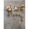 Image 1 : Silver Plated Gravy Boat - Brass Ram's Head Book End - Brass Teapot - String of 6 Brass Bells