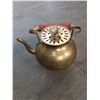 Image 9 : Silver Plated Gravy Boat - Brass Ram's Head Book End - Brass Teapot - String of 6 Brass Bells