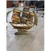 Image 2 : Wind-up Rocking & Musical Brass Ship 12"h x 12"l with Brass Ships Wheel