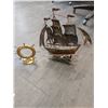 Image 3 : Wind-up Rocking & Musical Brass Ship 12"h x 12"l with Brass Ships Wheel