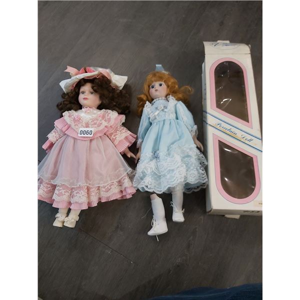Vintage Porcelain Dolls x2 (Doll in Blue has a Broken Leg)