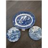 Image 1 : Porcelain Platter "Willow" JHW & Sons - Ridgway Ironstone "Meadowsweet" & "Hayride"