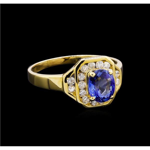 1.00 ctw Tanzanite and Diamond Ring - 14KT Yellow Gold