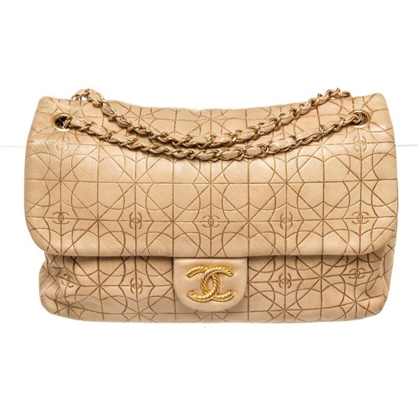 Chanel Beige Gold Leather Moujik Paris Shoulder Bag