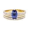 Image 2 : 1.31 ctw Sapphire and Diamond Wedding Set - 14KT Yellow Gold