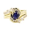 Image 2 : 1.37 ctw Blue Sapphire And Diamond Ring And Band - 14KT Yellow Gold
