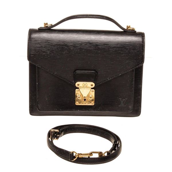 Louis Vuitton Black Epi Leather Monceau Handbag