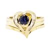 Image 2 : 0.92 ctw Blue Sapphire And Diamond Ring And Band - 14KT Yellow Gold