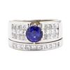 Image 2 : 2.64 ctw Sapphire And Diamond Ring And Attached Band - 18KT White Gold