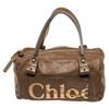 Image 1 : Chloe Brown Gold Leather Logo Eclipse Bost Travel Bag