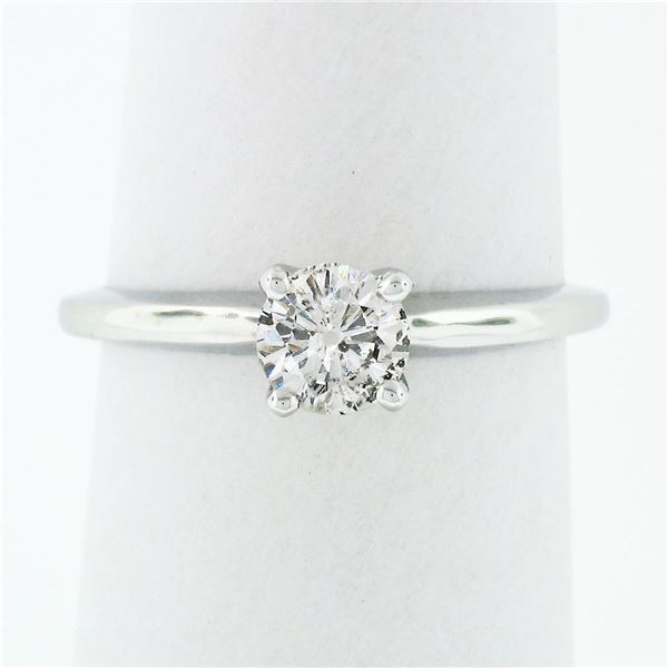 NEW 14k White Gold .53 ctw Prong Round Brilliant Diamond Solitaire Engagement Ri