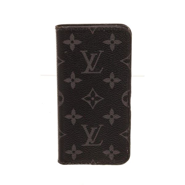 Louis Vuitton Black Leather Monogram Iphone 10 Case