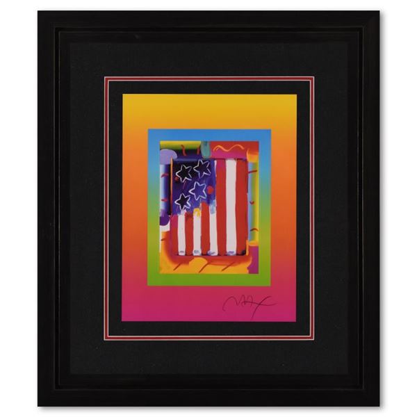 Flag with Heart on Blends III by Peter Max