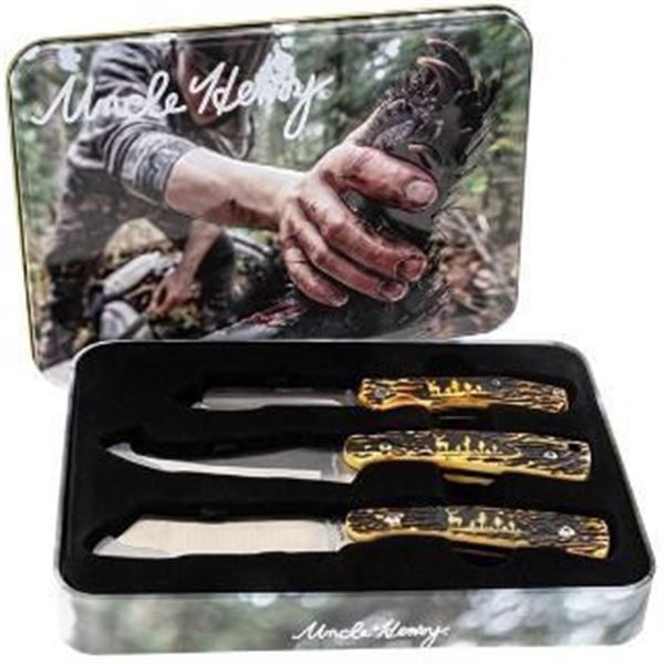 BTI UNCLE HENRY 3PC FIXED WHITETAIL GIFT SET