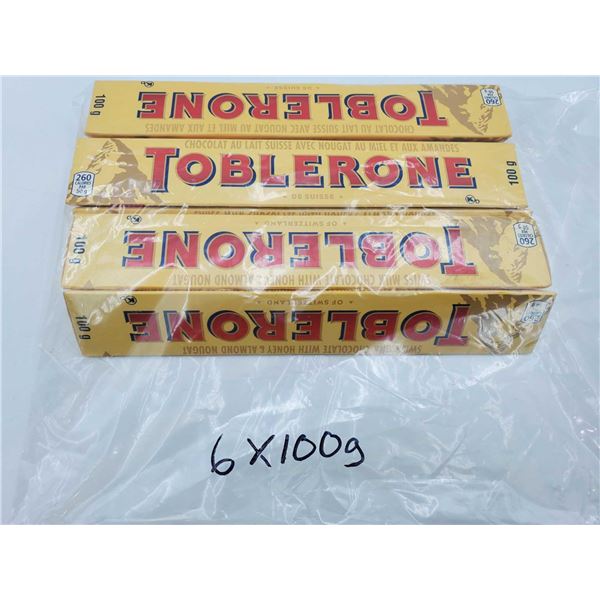 Toblerone Milk Chocolate with Almond Nougat (6 x 100g)