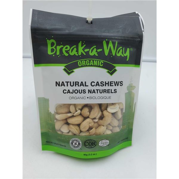Break-a-Way Organic Natural Cashews (6 x 90g)