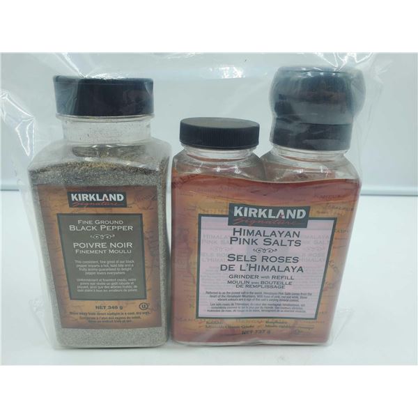 Kirkland Fine Ground Black Pepper (348g) Himalayan Pink Salts (737g)