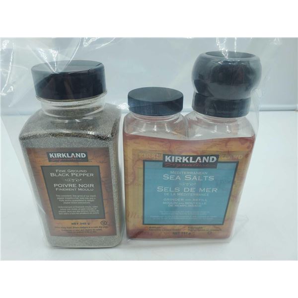 Kirkland Fine Ground Black Pepper (348g) Mediterranean Sea Salts (737g)
